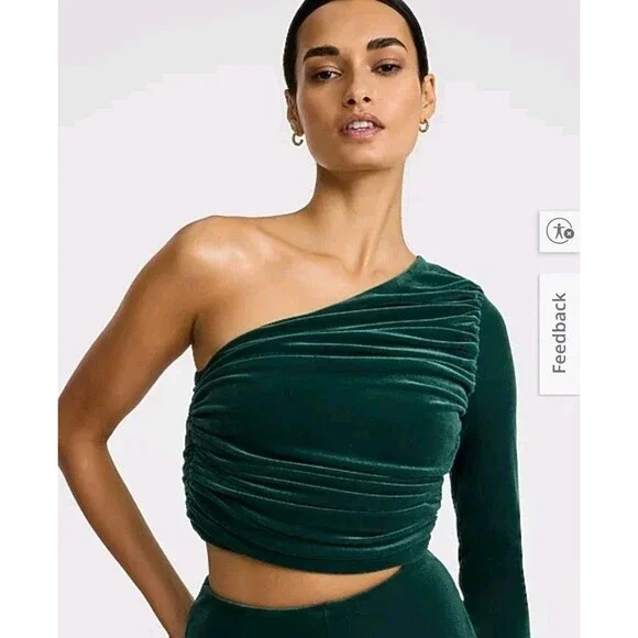 New EXPRESS Velvet One Shoulder Ruched Cutout Jumpsuit Size Small S - Picture 3 of 12